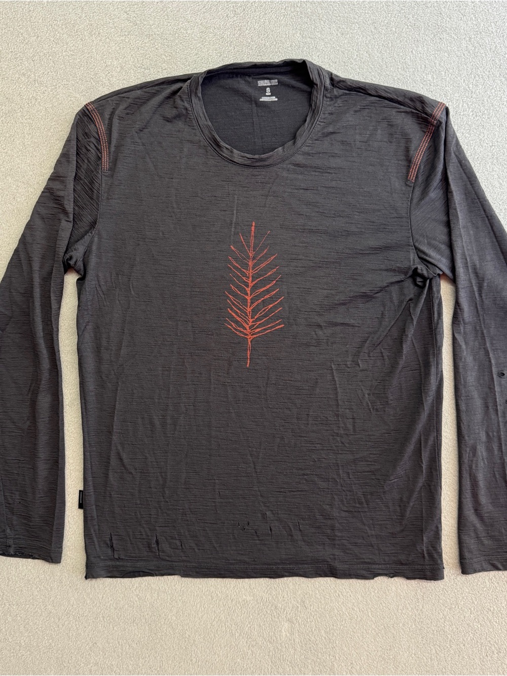 Icebreaker Shirt Small Men's Long Sleeve Base Layer Merino Wool Gray Outdoor